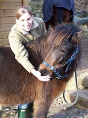 Hannah with one of the Dartmoor ponies Hannah with one of the Dartmoor ponies